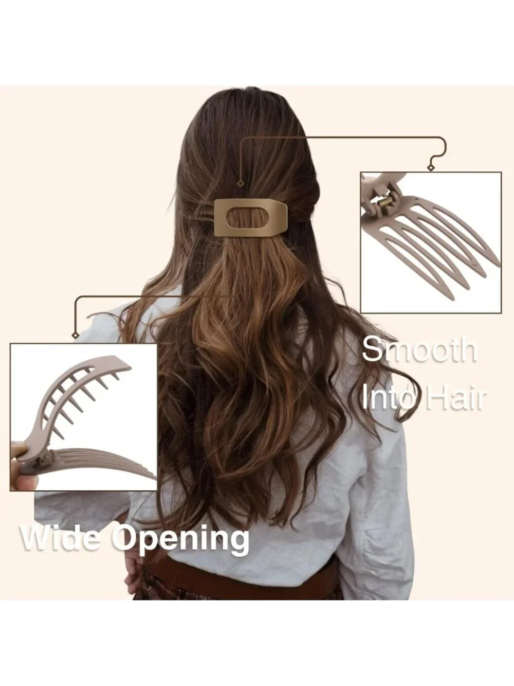 8 Pack Matte Rectangle No-Slip Hair Clips – Strong Hold Claw Clips for All Hair